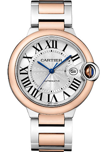 Cartier Ballon Bleu Rose Gold and Stainless Steel 42 MM - Rose Gold and Stainless Steel Bracelet - White Dial - W2BB0034