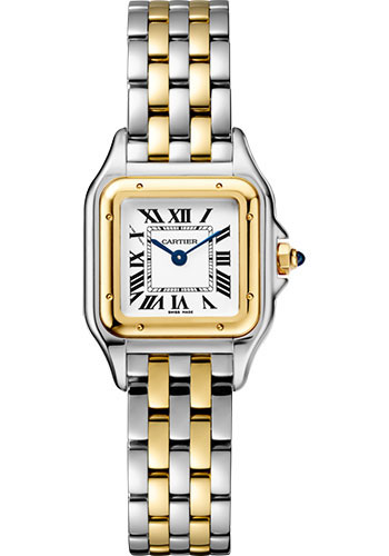 Cartier Panthére De Cartier Stainless Steel and Yellow Gold (Small Model) 22 MM - Stainless Steel and Yellow Gold Bracelet - Yellow Gold Bezel - White Dial - W2PN0006