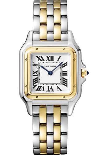 Cartier Panthére De Cartier Stainless Steel and Yellow Gold (Medium Model) 27 MM - Stainless Steel and Yellow Gold Bracelet - Yellow Gold Bezel - White Dial - W2PN0007