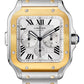 Cartier Santos de Cartier Stainless Steel and Yellow Gold 44.9 MM (Extra-Large Model) - Stainless Steel Bracelet - White Dial - W2SA0008