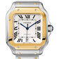 Cartier Santos de Cartier Stainless Steel and Yellow Gold 39.8 MM (Large Model) - Stainless Steel Bracelet - White Dial - W2SA0009