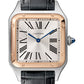 Cartier Santos de Cartier-Dumont Stainless Steel and Pink Gold 43.6 MM (Extra-Large Model) - Black Leather Strap - Silver Dial - W2SA0011