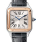 Cartier Santos de Cartier-Dumont Stainless Steel and Pink Gold 38 MM (Small Model) - Black Leather Strap - Silver Dial - W2SA0012