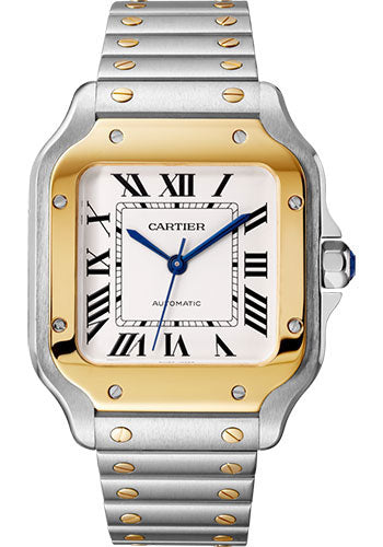 Cartier Santos de Cartier Stainless Steel 35.1 MM (Medium Model) - Stainless Steel Bracelet - White Dial - W2SA0016