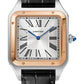 Cartier Santos de Cartier-Dumont Stainless Steel and Pink Gold 46.6 MM (Extra-Large Model) - Black Leather Strap - Silver Dial - W2SA0017
