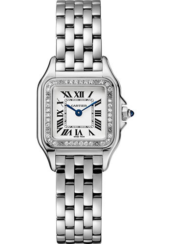 Cartier Panthére De Cartier Stainless Steel (Small Model) 22 MM - Stainless Steel Bracelet - Diamond Bezel - White Dial - W4PN0007