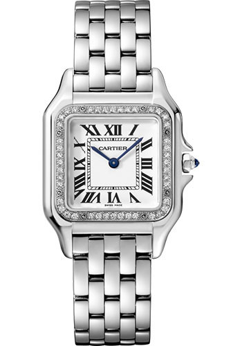 Cartier Panthére De Cartier Stainless Steel (Medium Model) 27 MM - Stainless Steel Bracelet - Stainless Steel Bezel - White Dial - W4PN0008