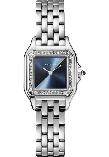 Cartier Panthére De Cartier Stainless Steel (Small Model) 22 MM - Stainless Steel Bracelet - Diamond Bezel - Blue Dial - W4PN0013