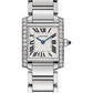 Cartier Tank Stainless Steel (Small Model) 25 MM - Stainless Steel Bracelet - Stainless Steel Diamond Bezel - Silver Dial - W4TA0008