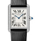 Cartier Tank Stainless Steel Diamond (Large Model) 33 MM - Black Leather Strap - Diamond Bezel - White Dial - W4TA0017