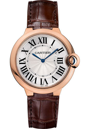 Cartier Ballon Bleu Pink Gold 40 MM - Brown Leather Strap - White Dial - W6920083