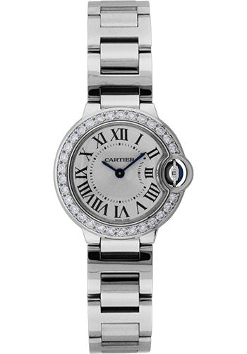 Cartier Ballon Bleu White Gold Diamond 28 MM - White Gold Bracelet - Silver Opaline Dial - WE9003Z3