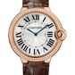 Cartier Ballon Bleu Rose Gold Diamonds 40 MM - Brown Leather Strap - White Dial - WE902055