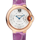 Cartier Ballon Bleu Rose Gold Diamonds 33 MM - Purple Leather Strap - White Diamond Dial - WE902063