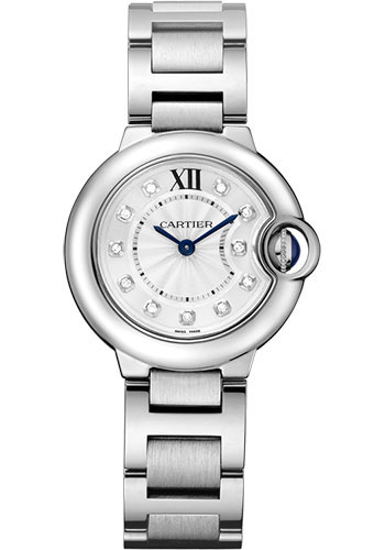 Cartier Ballon Bleu Stainless Steel 28 MM - Stainless Steel Bracelet - White Diamond Dial - WE902073