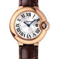 Cartier Ballon Bleu Pink Gold 28 MM - Brown Leather Strap - Silver Dial -WGBB0007
