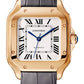 Cartier Santos de Cartier Rose Gold 35.1 MM (Medium Model) - Grey Leather Strap - Silver Dial - WGSA0028