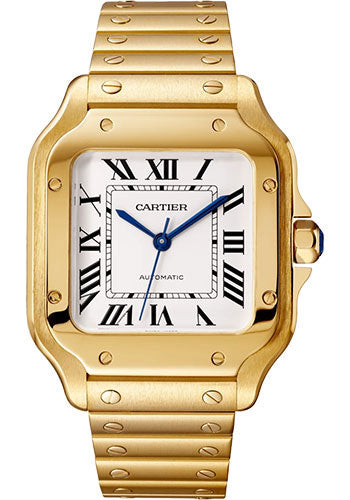 Cartier Santos de Cartier Yellow Gold 35.1 MM (Medium Model) - Yellow Gold Bracelet - White Dial - WGSA0030