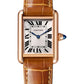 Cartier Tank Rose Gold (Small Model) 29 MM - Brown Leather Strap - Rose Gold Bezel - Silver Dial - WGTA0010