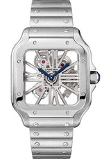 Cartier Santos de Cartier Stainless Steel 39.8 MM (Large Model) - Stainless Steel Bracelet - Skeleton Dial - WHSA0015