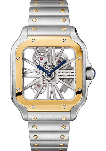 Cartier Santos de Cartier Stainless Steel 39.7 MM (Large Model) - Stainless Steel Bracelet - Skeleton Dial - WHSA0019