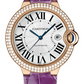 Cartier Ballon Bleu Rose Gold Diamonds 42 MM - Purple Leather Strap - White Dial - WJBB0031