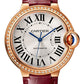 Cartier Ballon Bleu Rose Gold 36 MM - Burgundy Leather Strap - Silvered Sunray Dial - WJBB0034