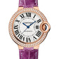 Cartier Ballon Bleu Rose Gold Diamonds 33 MM - Purple Leather Strap - White Dial - WJBB0051