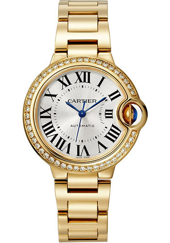 Cartier Ballon Bleu Yellow Gold 33 MM - Yellow Gold Bracelet - Silver Sunray Dial - WJBB0069