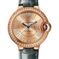 Cartier Ballon Bleu Pink Gold 33 MM - Blue Leather Strap - Pink Dial - WJBB0076