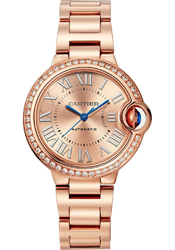 Cartier Ballon Bleu Rose Gold 33 MM - Rose Gold Bracelet - Sunray Dial - WJBB0077