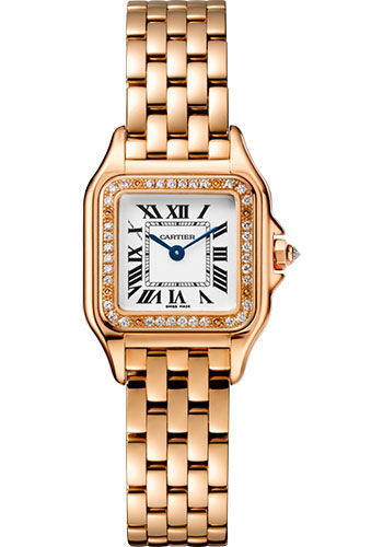 Cartier Panthére De Cartier Rose Gold (Small Model) 22 MM - Rose Gold Bracelet - Rose Gold Diamond Bezel - White Dial - WJPN0008