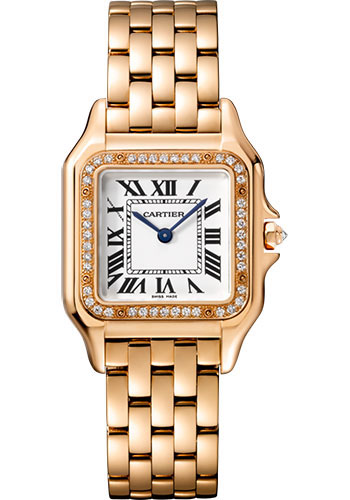 Cartier Panthére De Cartier Rose Gold (Medium Model) 27 MM - Rose Gold Bracelet - Rose Gold Diamond Bezel - White Dial - WJPN0009