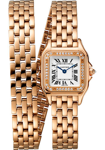 Cartier Panthére De Cartier Rose Gold Diamond (Small Model) 22 MM - Rose Gold Bracelet - Rose Gold Diamond Bezel - White Dial - WJPN0014