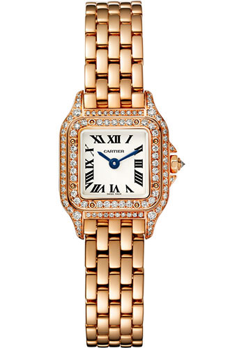 Cartier Panthére De Cartier Rose Gold (Mini Model) 25 MM - Rose Gold Bracelet - Rose Gold Diamond Bezel - White Dial - WJPN0020