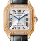 Cartier Santos de Cartier Rose Gold 35.1 MM (Medium Model) - Black leather Strap - Silver Dial - WJSA0012