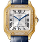 Cartier Santos de Cartier Yellow Gold 35 MM (Large Model) - Blue Leather Strap - Silver Satin Dial - WJSA0013