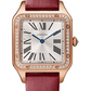 Cartier Santos de Cartier-Dumont Rose Gold 43.5 MM (Large Model) - Red Calfskin Strap - Silver Satin Dial - WJSA0018