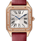 Cartier Santos de Cartier-Dumont Rose Gold 38 MM (Small Model) - Red Calfskin Straps - Silver Satin Dial - WJSA0019