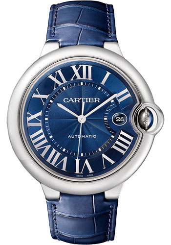 Cartier Ballon Bleu Stainless Steel 42 MM - Blue Leather Strap - Blue Dial - WSBB0027