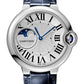 Cartier Ballon Bleu Stainless Steel 37 MM - Blue Leather Strap - White Dial - WSBB0029