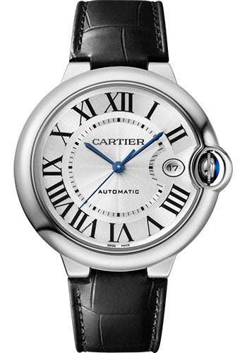 Cartier Ballon Bleu Stainless Steel 40 MM - Black Leather Strap - White Dial - WSBB0039