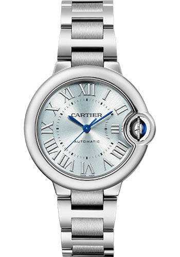 Cartier Ballon Bleu Stainless Steel 33 MM - Stainless Steel Bracelet - Blue Silvered Sunray Dial - WSBB0062