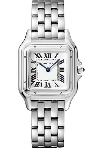 Cartier Panthére De Cartier Stainless Steel (Medium Model ) 27 mm x 37 mm - Stainless Steel Bracelet - Stainless Steel Bezel - White Dial - WSPN0007