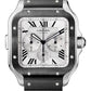Cartier Santos de Cartier Stainless Steel 43.3 MM (Large Model) - Black Rubber Strap - Silver Dial - WSSA0017