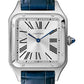 Cartier Santos-Dumont Stainless Steel 43.5 MM (Large Model) - Blue leather Strap - Silver Dial - WSSA0022