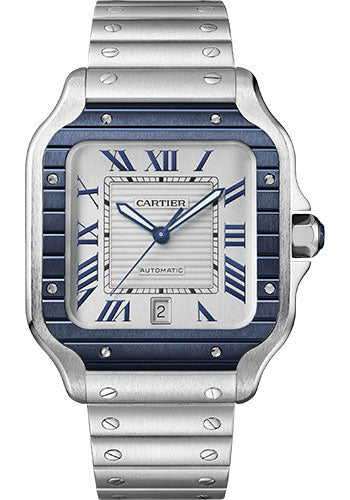 Cartier Santos de Cartier Stainless Steel 39.8 MM (Large Model) - Stainless Steel Bracelet - White Dial - WSSA0047