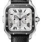 Cartier Santos de Cartier Chronograph Stainless Steel 43 MM - Black Leather Strap - Silver Dial - WSSA0052