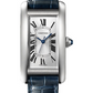 Cartier Tank Stainless steel (Medium Model) 41 MM - Blue Leather Strap - Stainless Steel Bezel - Silver Dial - WSTA0044