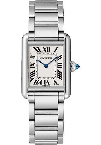 Cartier Tank Stainless Steel (Medium Model) 29 MM - Stainless Steel Bracelet - Stainless Steel Bezel - Silver Dial - WSTA0051